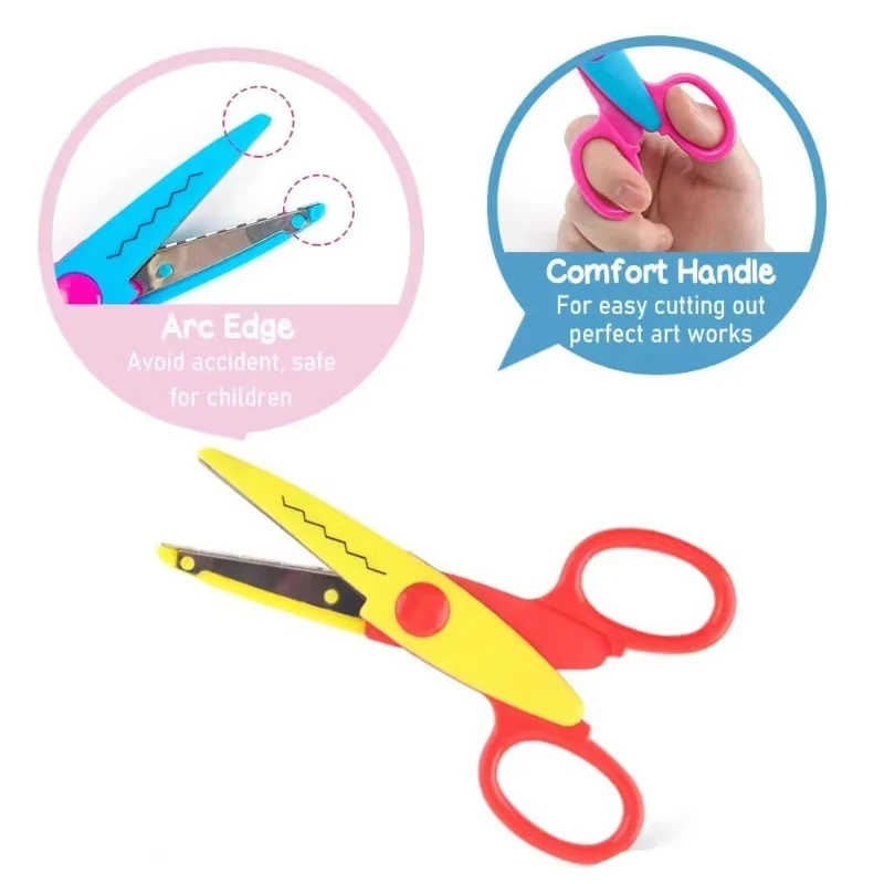 طالب DIY بها بنفسك ألبوم اللون مقص الدانتيل الزخرفية مقص اليد مريحة قطع الورق مقص مقص السلامة الفنية جديد #6