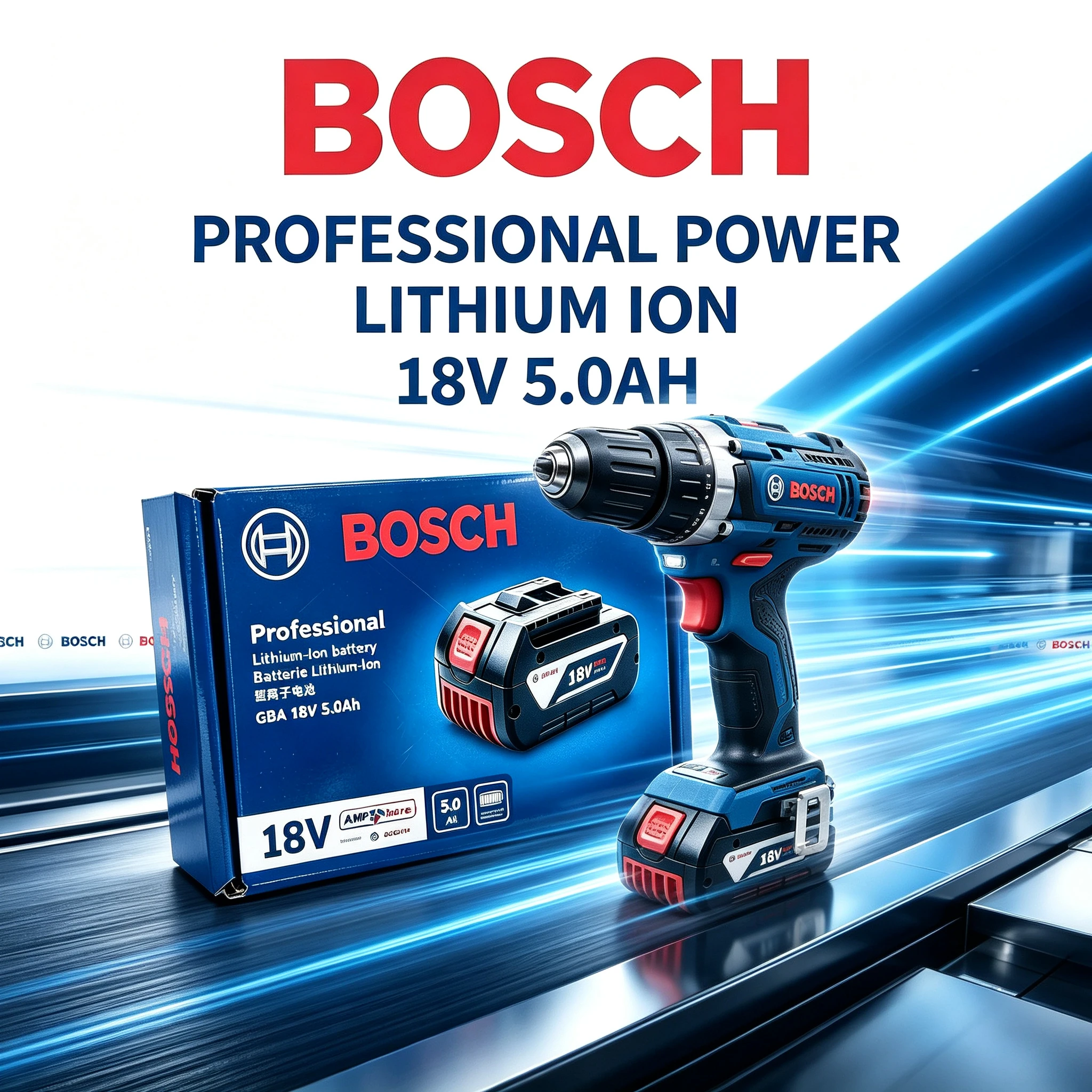 NEW Original Bosch 18V 5.0Ah Battery, Wireless Power Tool Lithium Battery, BAT609BAT610G BAT618BAT620BAT622GSR18V-LI，18V，5000mAh