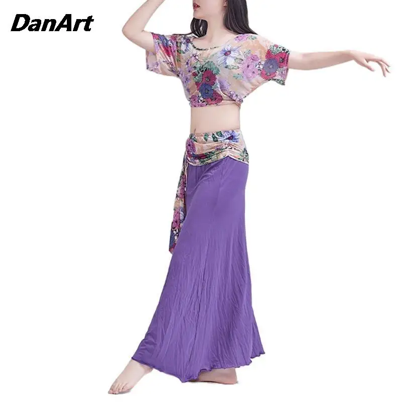 Vestido feminino feminino de duas peças, roupa sexy para praticar dança do ventre, traje de dança oriental para senhoras, roupas de performance