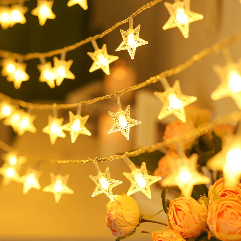 20LED String Lights, 300cm/118inch Star Christmas Decoration Night Lights for Home Bedroom Garden New Year Christmas Party Decor