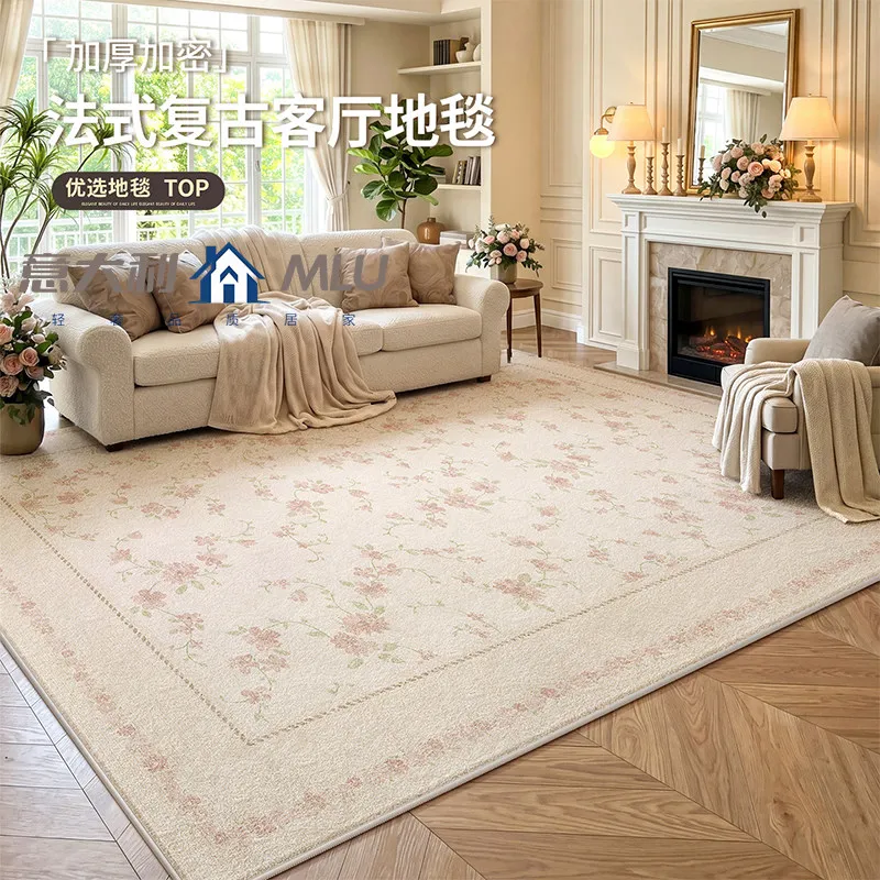French Fresh Style Carpets for Living Room Light Luxury Bedroom Decor Carpet Flowers Bedside Plush Rug Soft Home Thick Floor Mat