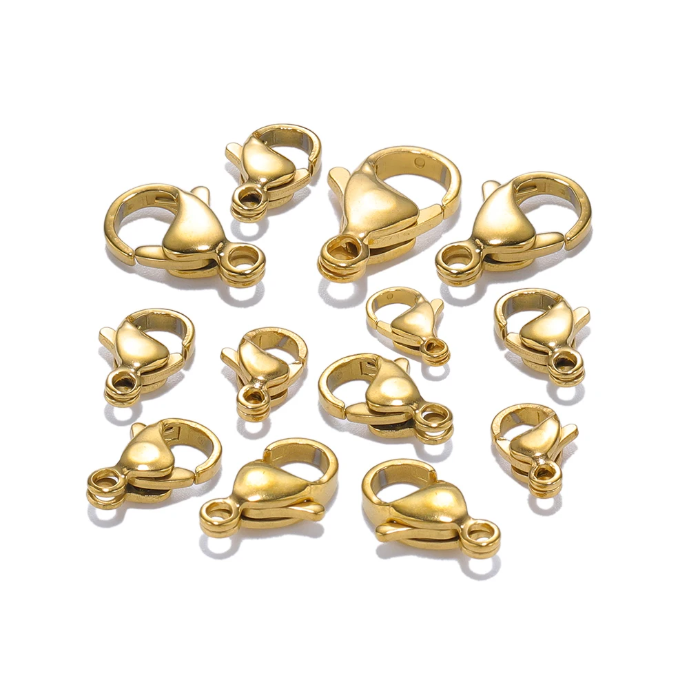 25 pz oro 18 carati in acciaio inox chiusure a moschettone ganci per collana fai da te braccialetto catene gioielli di moda che fanno risultati forniture