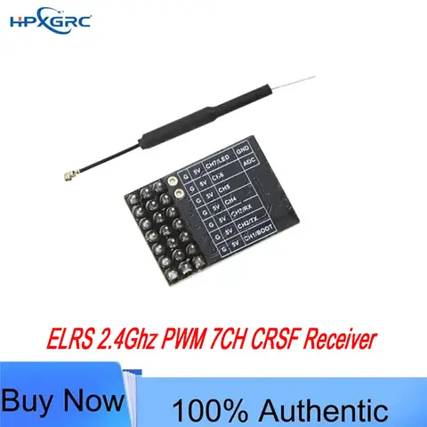 ELRS 2.4G PWM 7CH Receiver with Copper Pipe Antenna, Supports PWM CRSF Protocol for RC Drone & Airplane