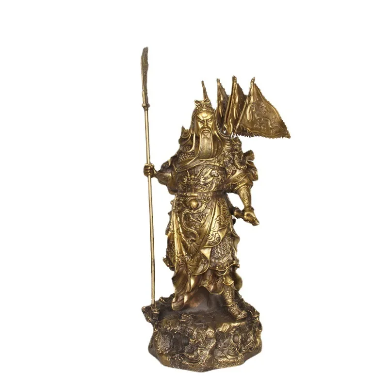 Copper Brass Exquisite Large Chinese Fengshui BRASS Statue Nine 26CM Dragons Guan Gong Home Decoration