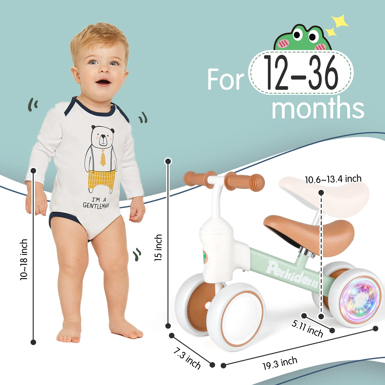 Baby-Laufrad für Jungen und Mädchen im Alter von 1–3 Jahren, 12–36 Monate, Kleinkind-Laufrad, mit 4 Rädern, Baby-Fahrrad, Kleinkind-Fahrspielzeug