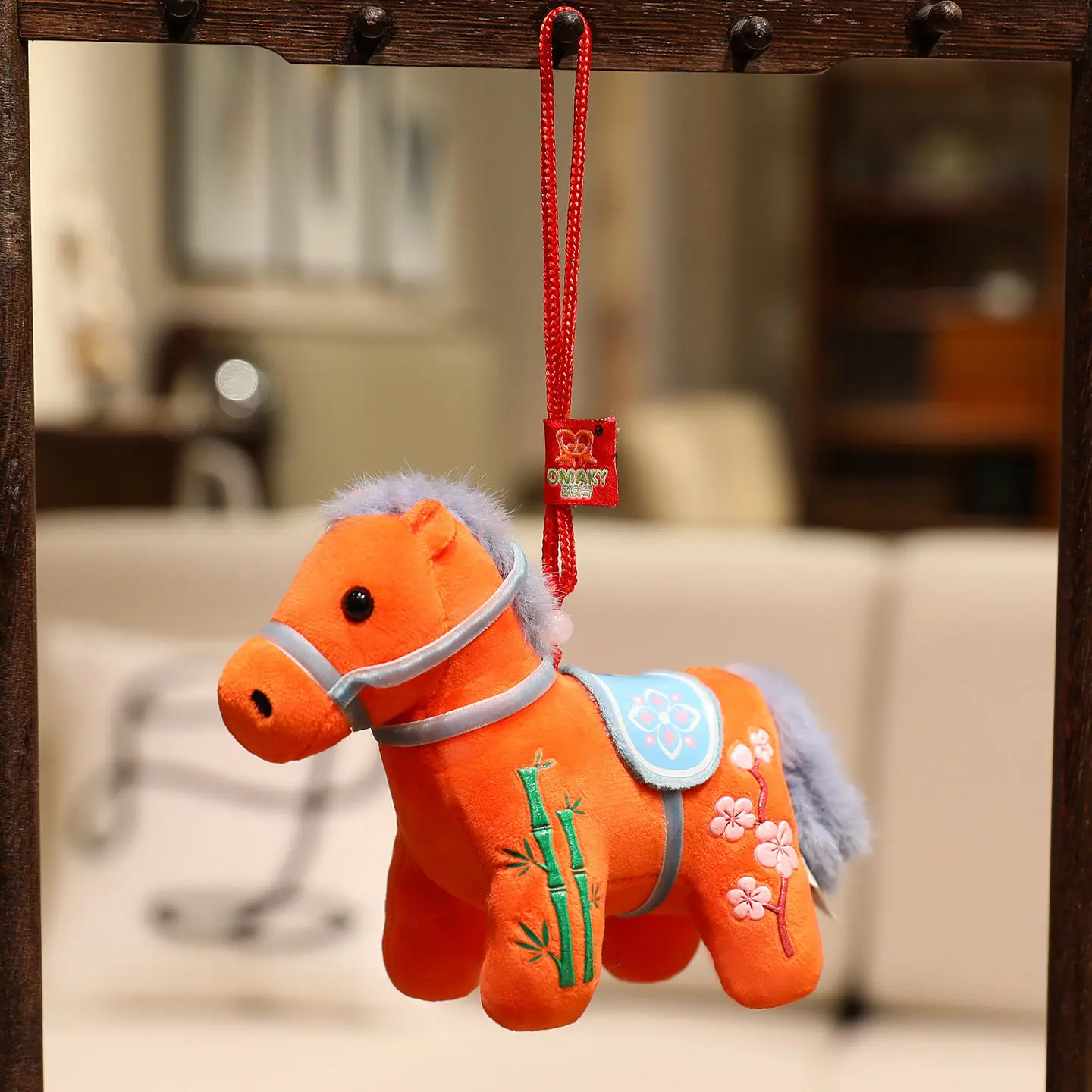 Portachiavi per coppia equestre vintage da 12 cm, set di bambole di peluche con cavalli e carrozza romantici per riempitivi di calze natalizie e ciondoli per borse