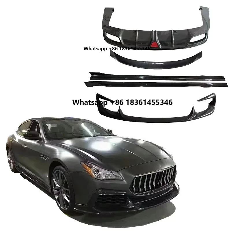 

For Quattroporte Front Lip Rear Diffuser Spoiler Side Skirts 2017-2021 Runde Upgrade ASP Style Carbon Fibre Body Kit