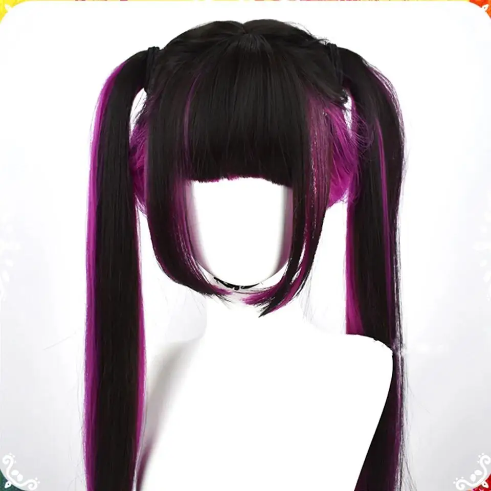 AOSI-Perruque de Cosplay Synthétique Lisse avec Frange et Coupe Princesse, Cheveux Longs de 23 Pouces, avec Degré de Chaleur, Noir, Rose, Violet,