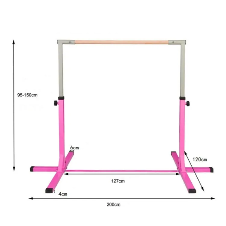 Steady freestanding kids horizontal bar,simple gymnastic bar with mat for home use actual factory