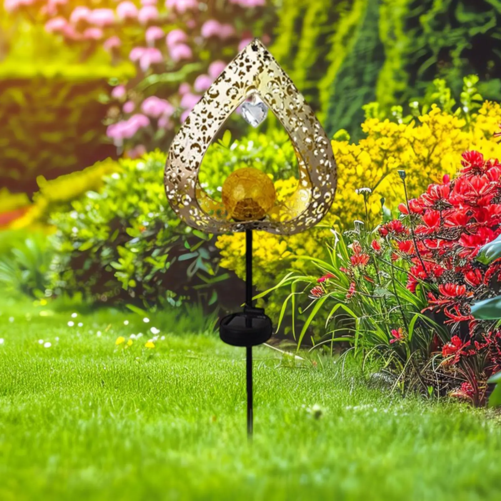 

Солнечный садовый светильник-гирлянда в виде сердца, железный, водонепроницаемый, для дорожек, газонов и сада, подарок