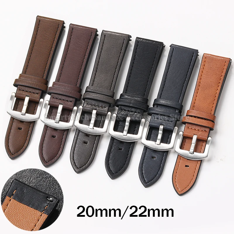 20mm 22mm Leather Quick Release Watch Band for Samsung Watch 4/5/6 Bracelet for Huawei Gt4/3/2 Wrist Band Pin Buckle Accessories