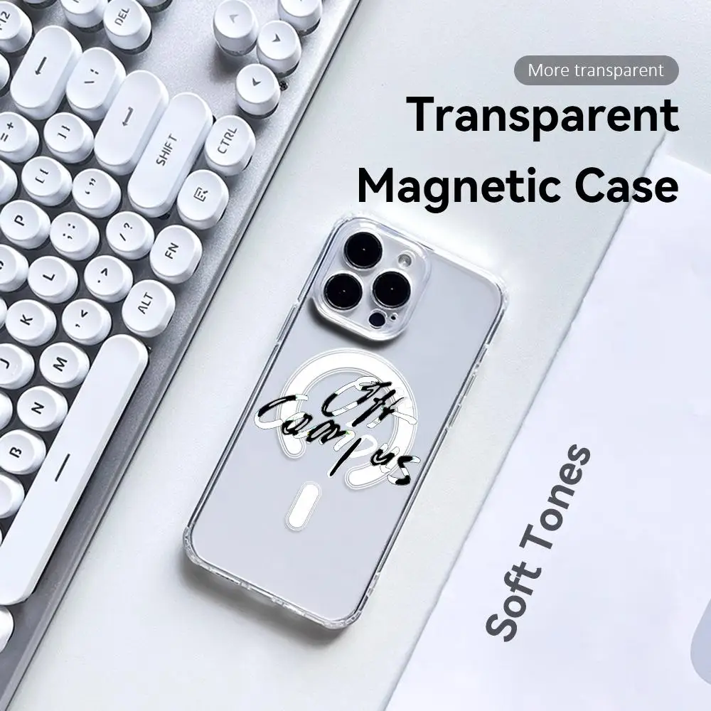 TV O-Off Campus Phone Case Magnetic Crystal Clear Case for iPhone 17-12 Pro Max Plus Slim Transparent Cover Charging view 4