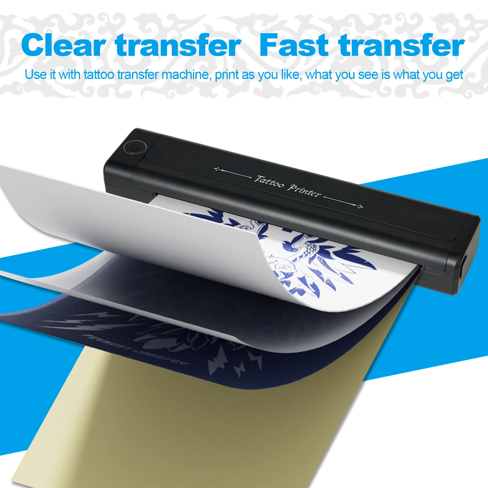 طابعة نقل الوشم طابعة استنسل الوشم اللاسلكية آلة نقل الاستنسل الحراري PDF طباعة الصور ناسخة