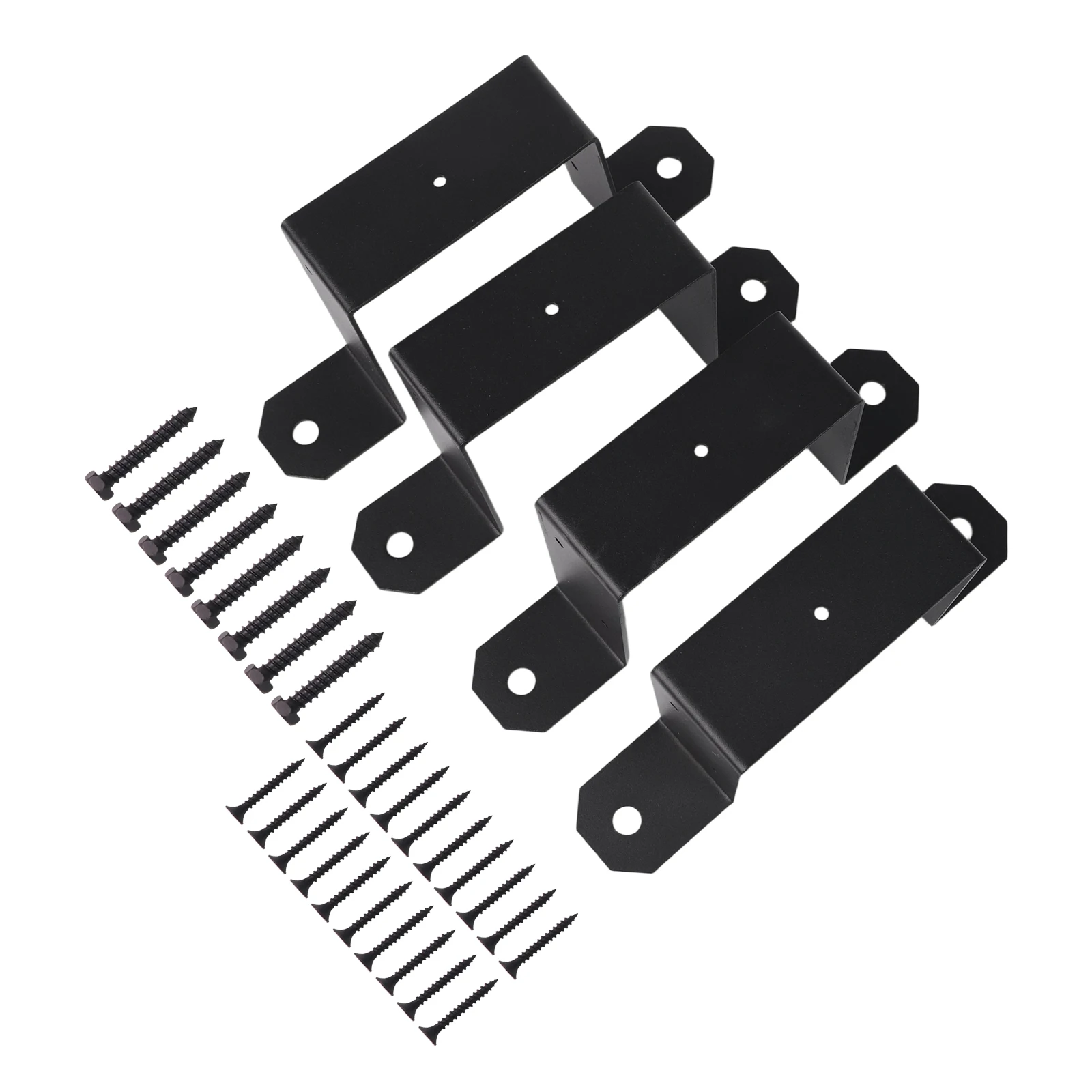 Metal Fence Support for 4x4 Post Bracket Carbon Steel Material Complete Set Robust Construction Black U Brackets Set