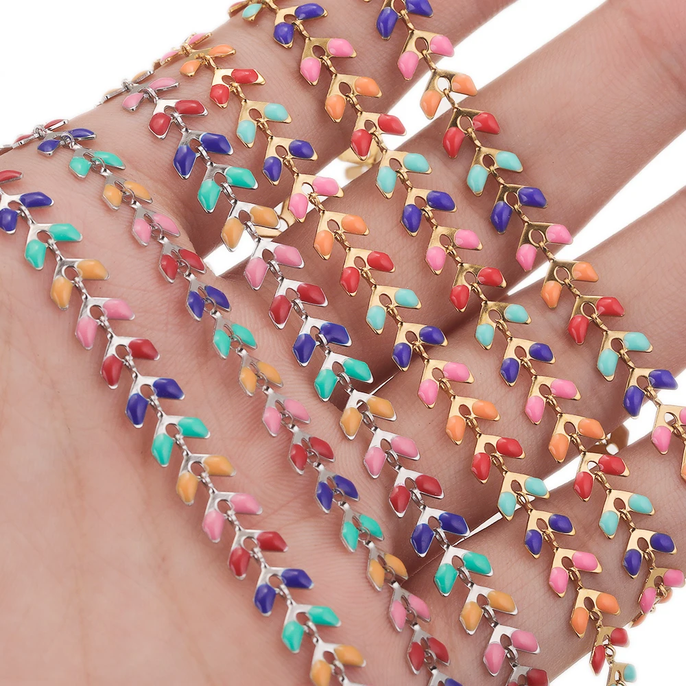 

1 Meter Stainless Steel Color Gold Plated Enamel Aircraft Fishtail Chain for DIY Bracelet Necklace Jewelry Making Supplies