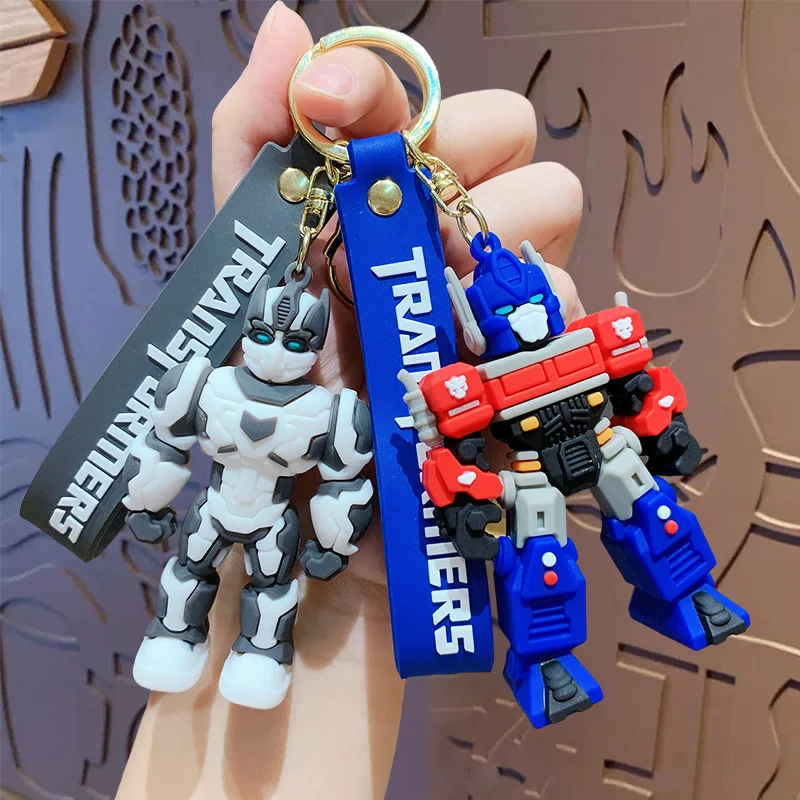 Creative Building Blocks Transformers Robot Keychain Cartoon Bumblebee Pendant Keyfob Charm Anime Car Backpack Ornament Toy Gift