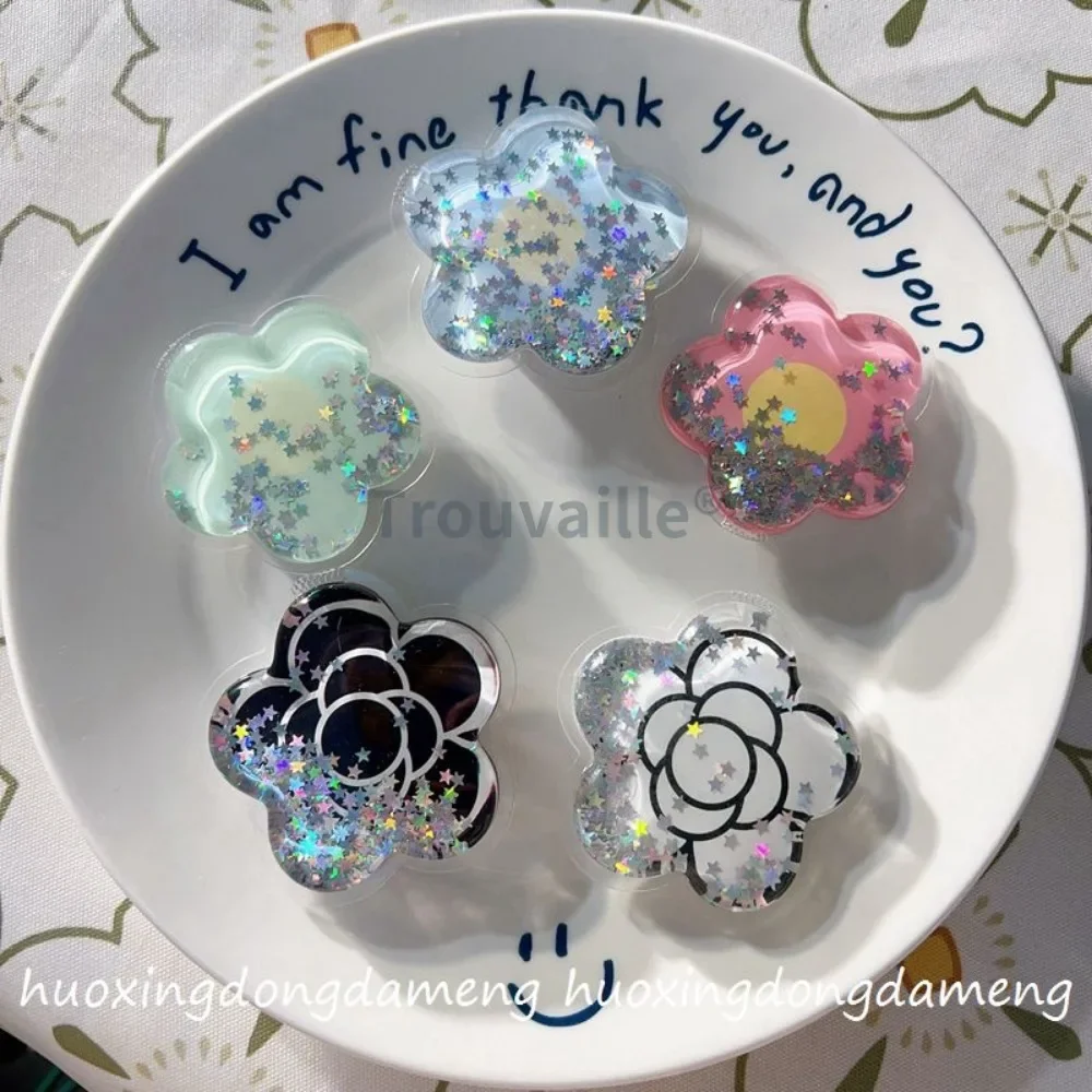 Trouvaille Phone Grip Tok Cellphone Griptok Mobile Grip Stand Holder HandFree Support Cute Korea Soft Quicksands Glitter Inside
