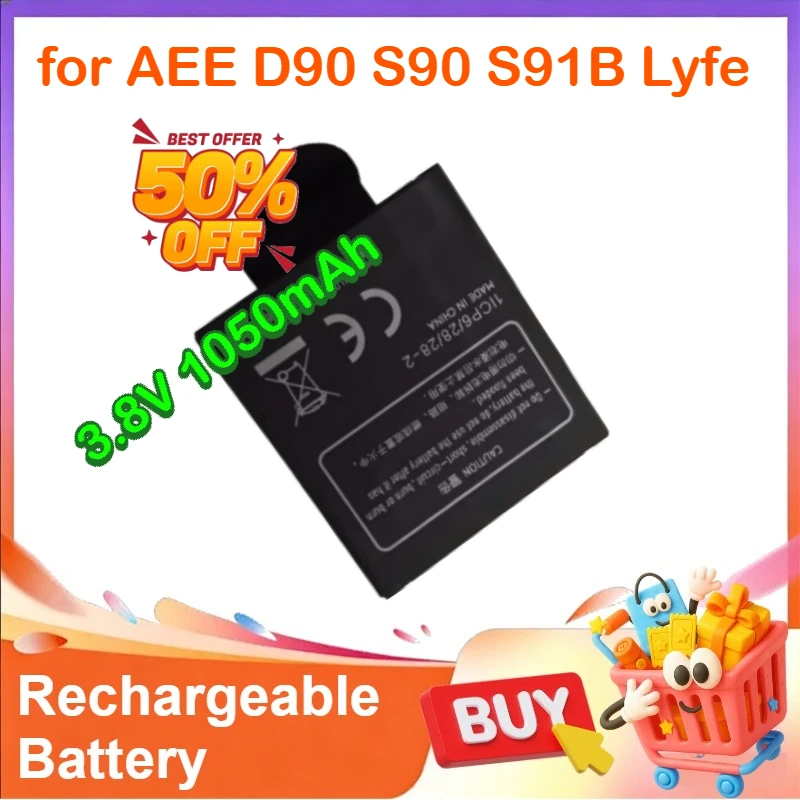 

3.8V 1050mAh Replacement Battery for AEE D90 S90 S91B Lyfe Action Camera
