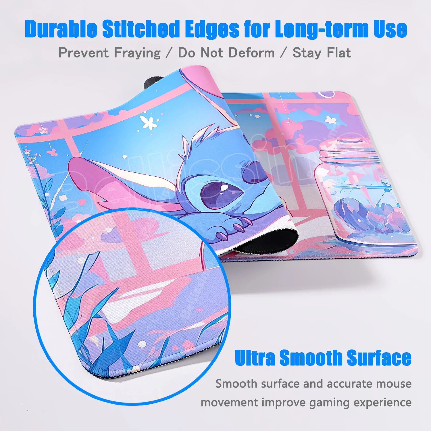 HD Print Kawaii Anime Stitch Mousepad 900x400mm PC Non-slip Speed Soft Desk Mat Computer Gamer Lock Edge Keyboard Cute Mouse Pad