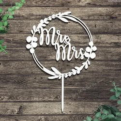 Bride and Groom Engagement Party MR & MRS Wooden Cake Plug Love Wooden Cake Decoration