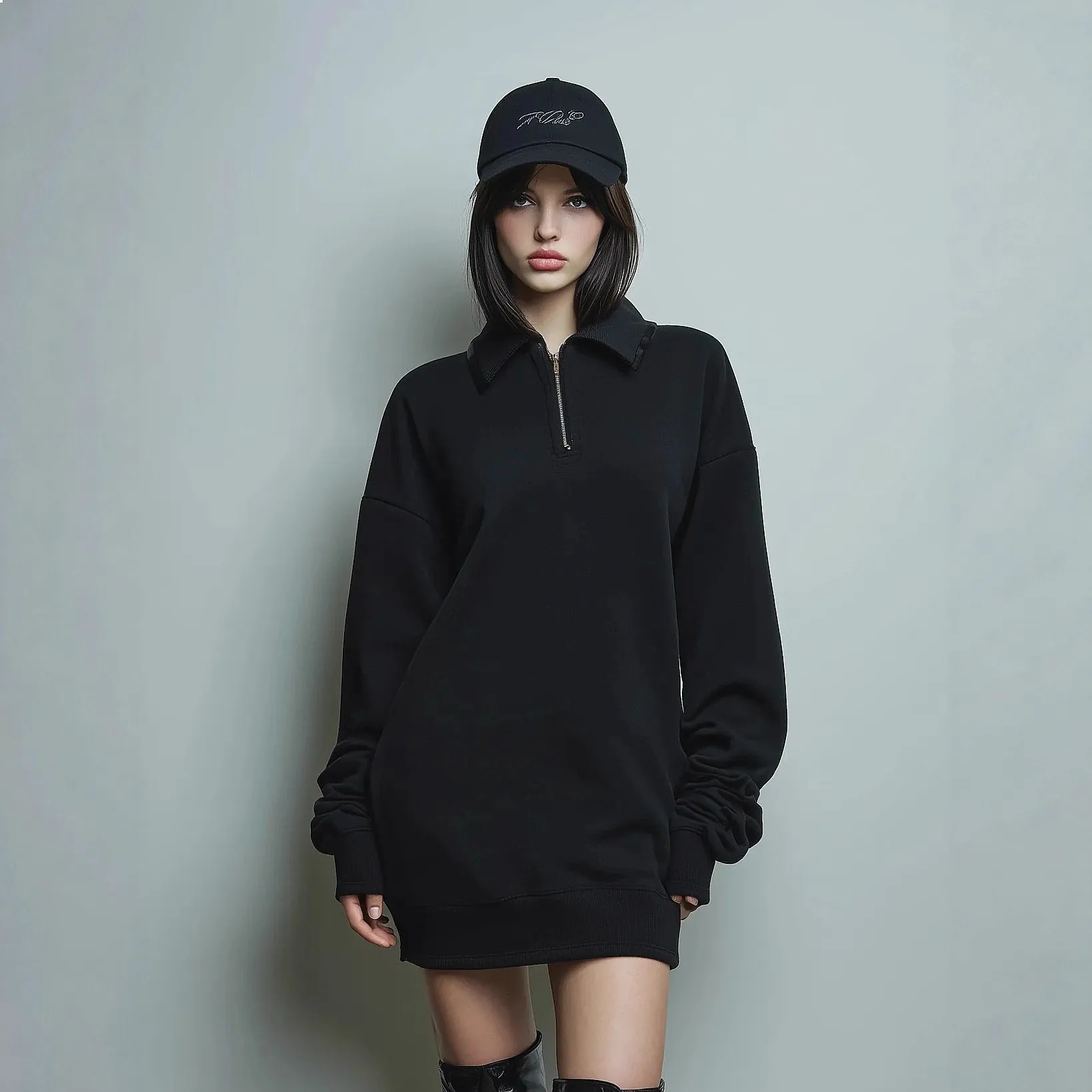 

Fashion Hoodie Dress Zipper Hooded Sweatshirt Dresses Pullover Tunic Tops Spring Summer Casual