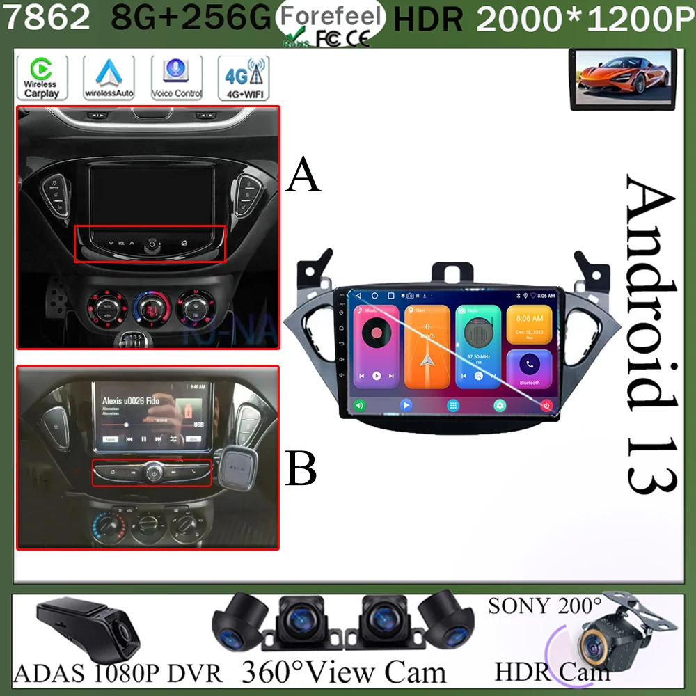 

Carplay NO 2Din Android 13 For Opel Corsa E 2014 2015 - 2019 Car Radio Radio Multimedia GPS Bluetooth Auto Stereo DVD DSP WIFI