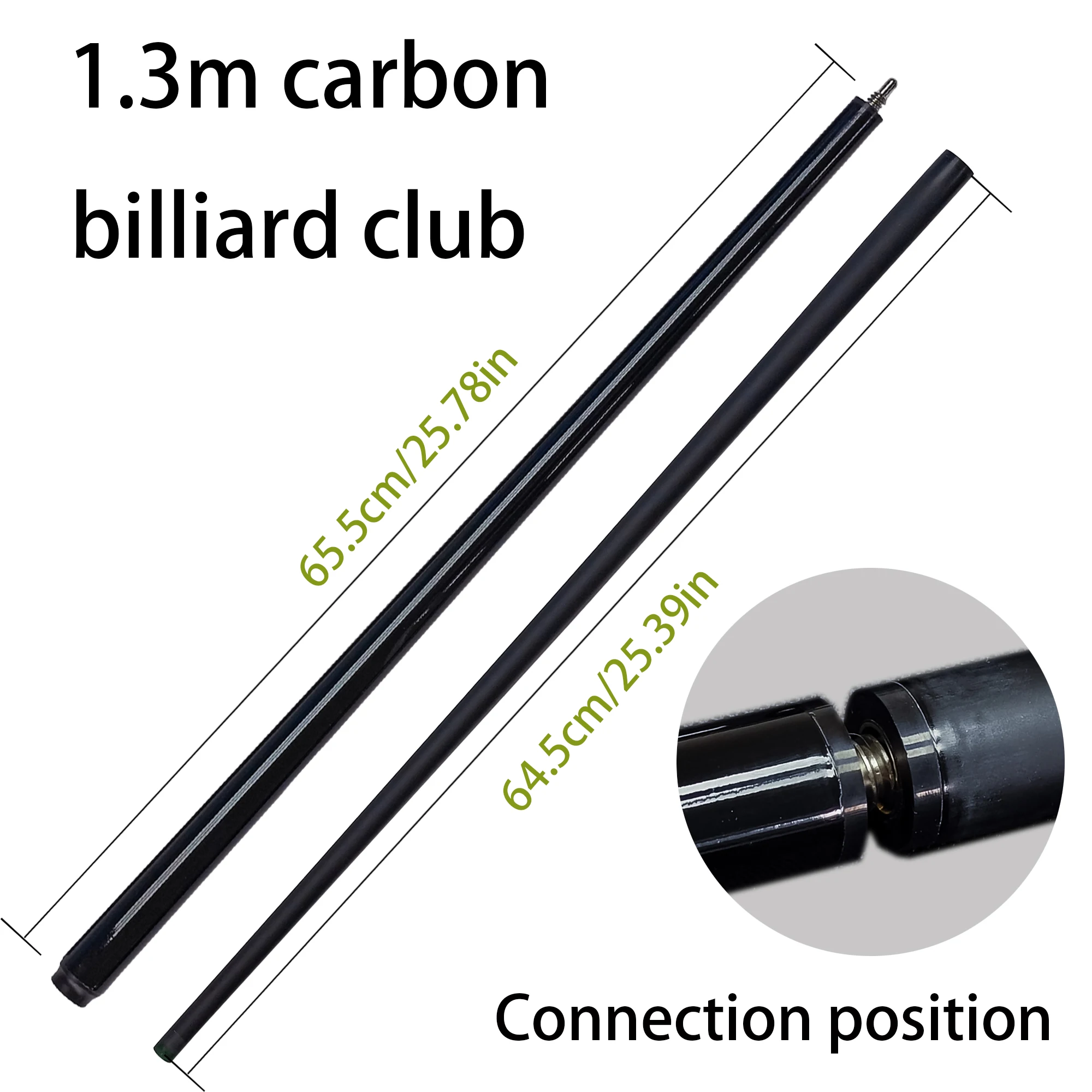 Profissional Carbono Bilhar Cue Stick para 9 Ball e Carom Ponta Preta 1.3m 12.5mm