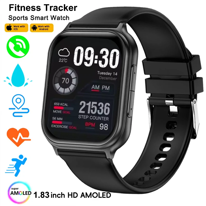 Reloj inteligente con batería de 700 mAh para hombres y mujeres, deportes al aire libre, Fitness, IP68, resistente al agua, ritmo cardíaco, seguimiento GPS, llamadas HD, Bluetooth, relojes inteligentes