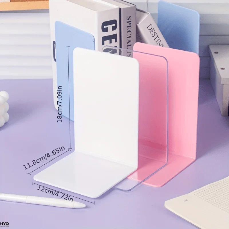 Juego de 2/4 piezas de sujetalibros de acrílico transparente - Soportes de exhibición de escritorio para oficina, hogar y uso comercial, almacenamiento de libros, estanterías sencillas