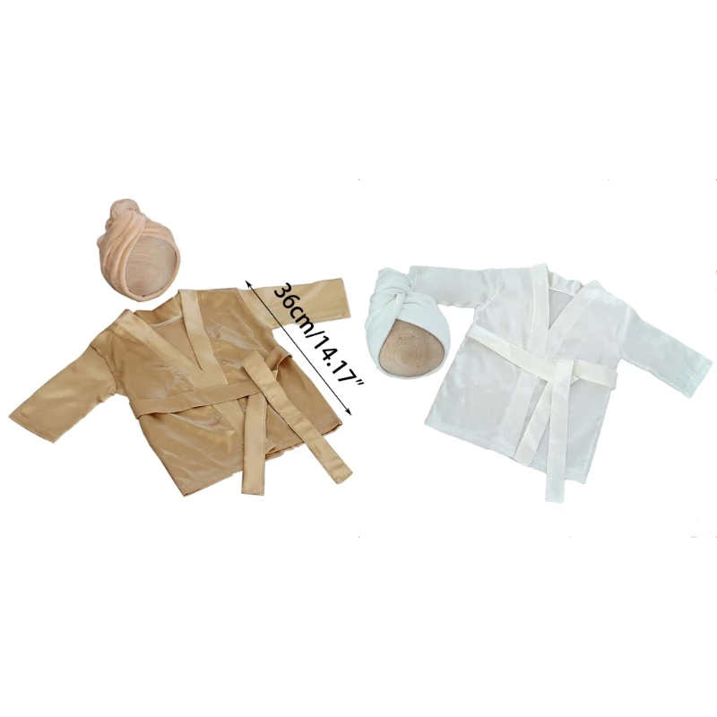 Newborn Photography Clothes Beach Costume Set Bathrobe Photo Props Baby Headband