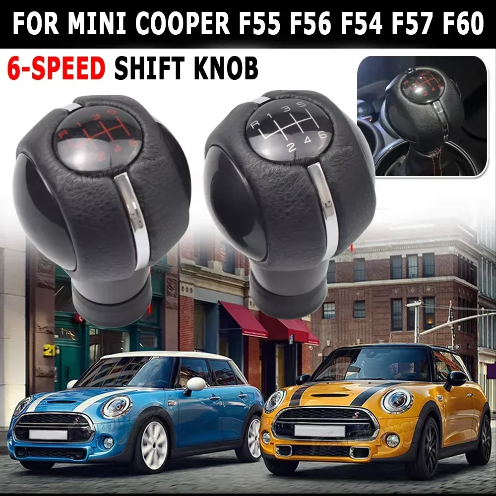 Black Leather+ABC 6 Speed Manual Gear Shift Stick Knob Fit For Mini Cooper F54 F55 F56 F57 F60 Gear Shift Knob