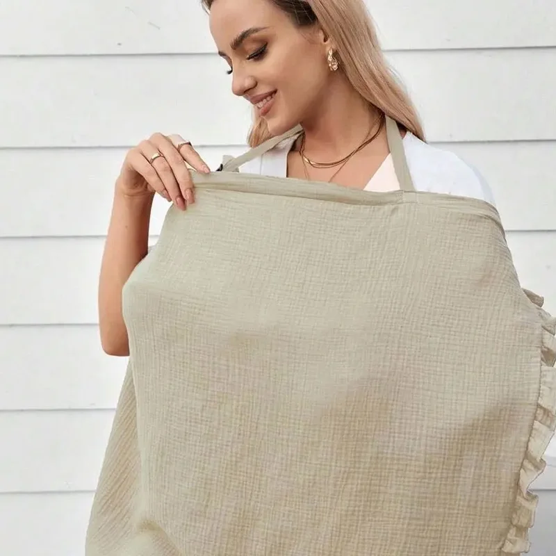 Anti-Peek All - Capa de enfermagem impressa em gaze de algodão Poncho de enfermagem ao ar livre Capa de modéstia para amamentação