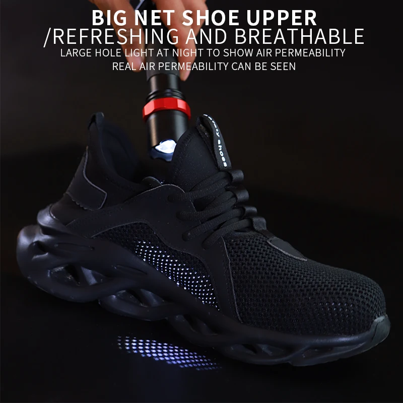 48 Size Unisex Work Safety Shoes Steel Toe Cap Light Breathable Sneaker For Men Anti-smash And Anti-puncture Safety Sneakers