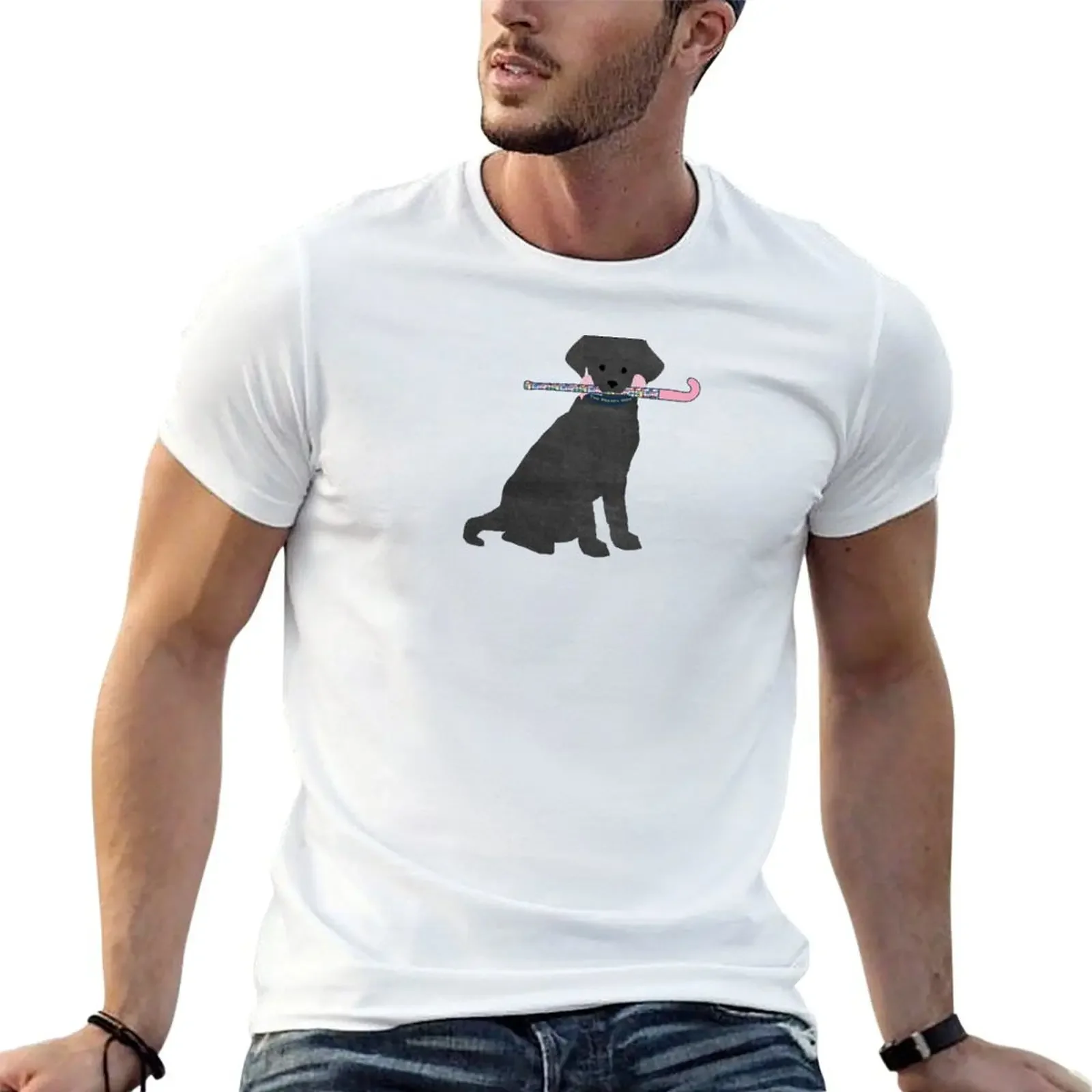 

Black Lab Retriever Preppy Madras Field Hockey Dog T-Shirt quick-drying boys whites shirts men graphic