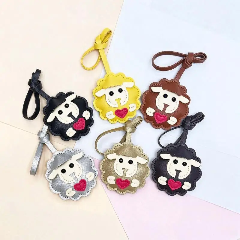 Cute Leather Sheep Shape Bag Charm for Backpack Purse Decor Hanging Ornament Pendant for Girls Gift and Daily Carry Auto Parts