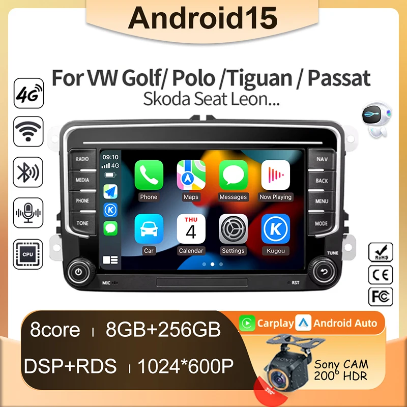 

7inch Car Radio For VW Volkswagen Skoda Octavia Golf 5 6 Touran Passat B6 Polo Jetta carplay Android 2Din Multimedia Auto Player