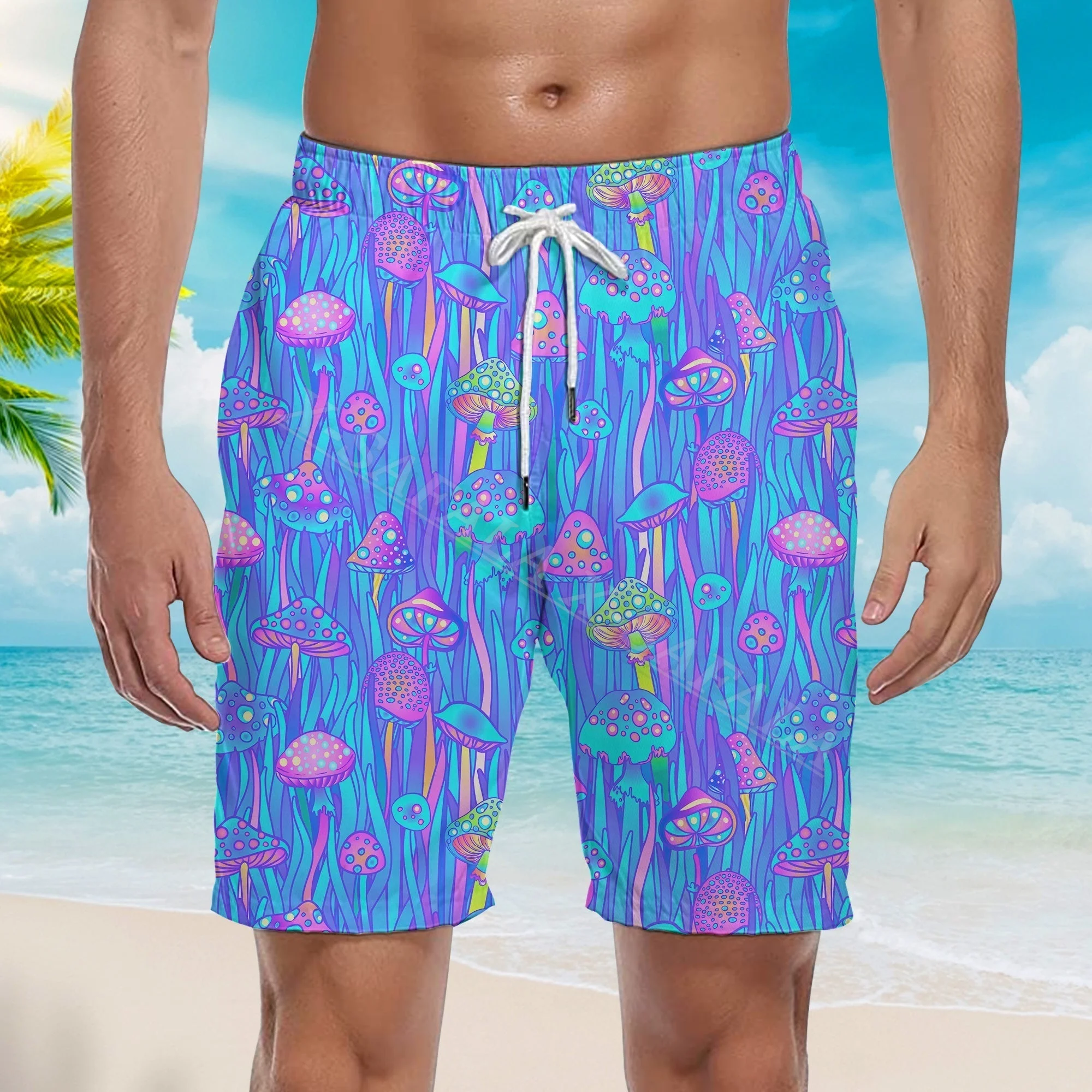 Shorts de natation personnalisés pour hommes, pantalons de natation, demi-pantalon, trippy, hippicopter, nature, plage, vacances, été, pièce plus lente,-1