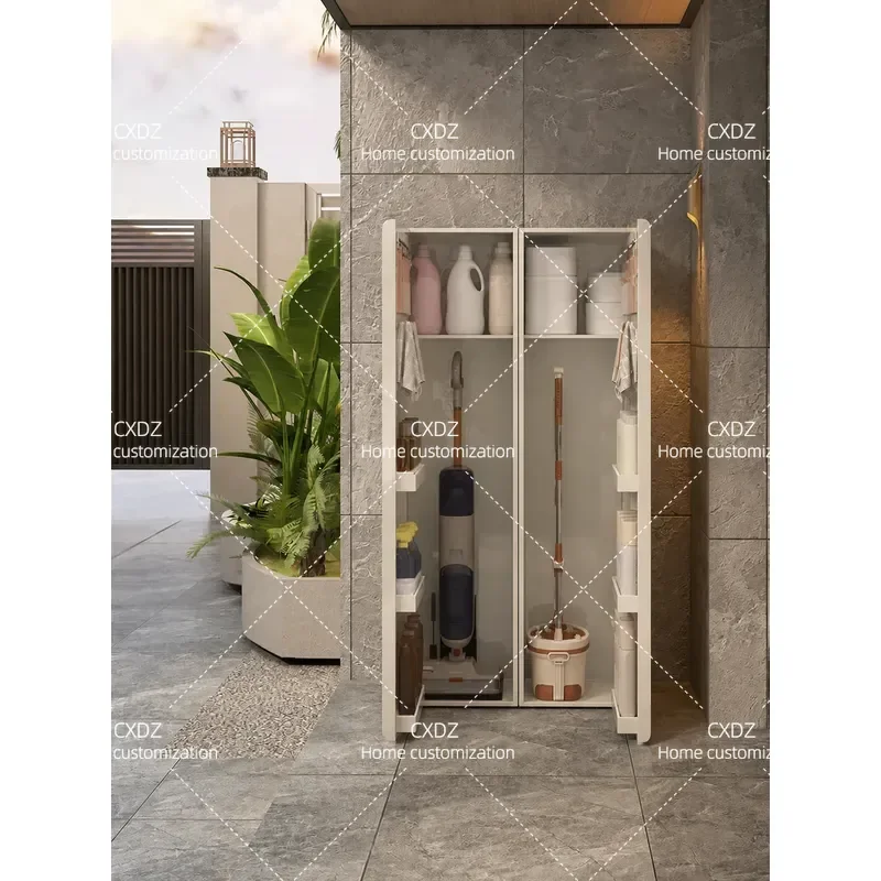 Household Balcony Storage Cabinet Outdoor Cleaning Tool Organizer Vacuum Cleaner Holder Living Room Space Saving Shelf Unit
