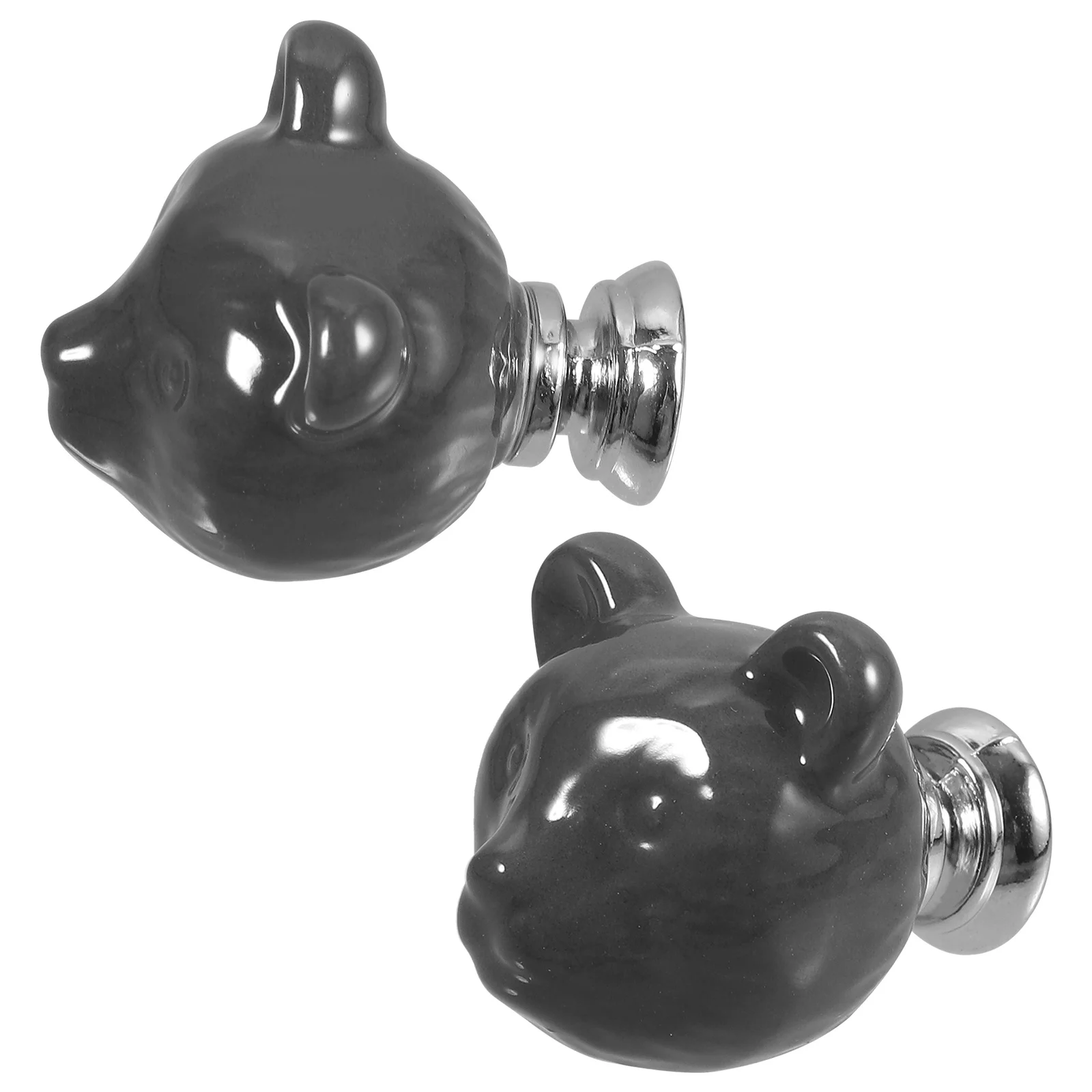 2Pcs Cartoon Ceramic Drawer Knobs Classical Pumpkin Style Beautiful Patterns for Wardrobe Chest of Drawers Grey Color