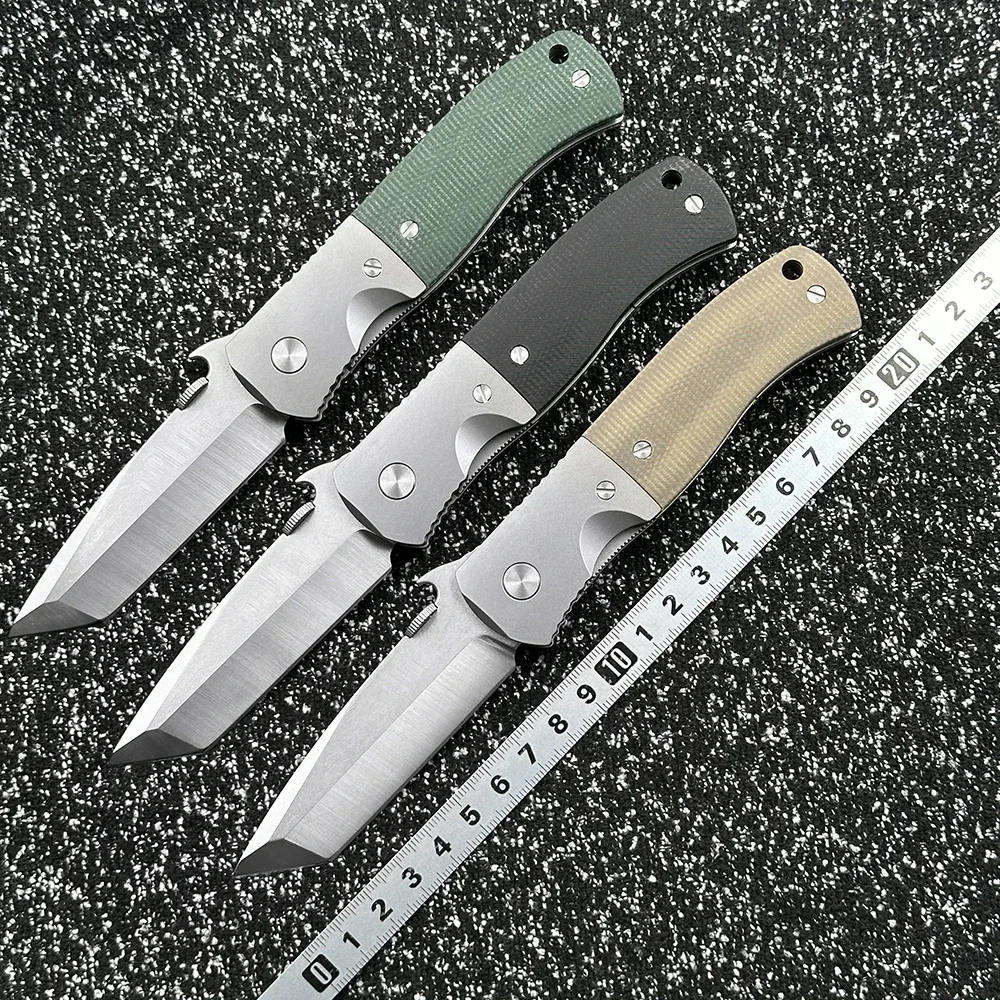 New AUS-10 Blade CQC7 Wave Open Double Row Ceramic Bearings Titanium Micarta Handle Camping Hunting EDC Tool Folding Knife