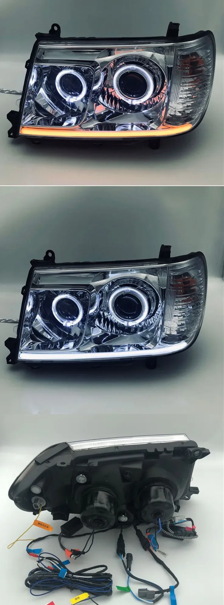 سيارة LED المصباح لتويوتا لاند كروزر LC100 4700 عين الملاك النهار تشغيل ضوء Drl بدوره إشارة مع عدسة العارض