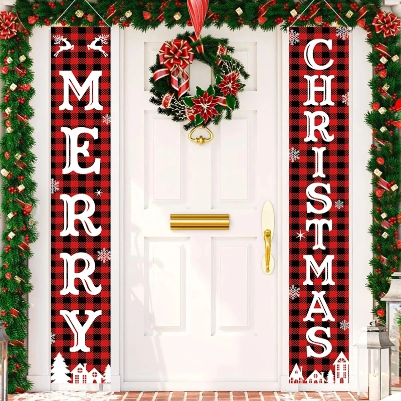 Christmas Hanging Door Banner Merry Christmas Decorations for Home Xmas Navidad Noel Natal Door Decor Happy New Year Gifts 2025