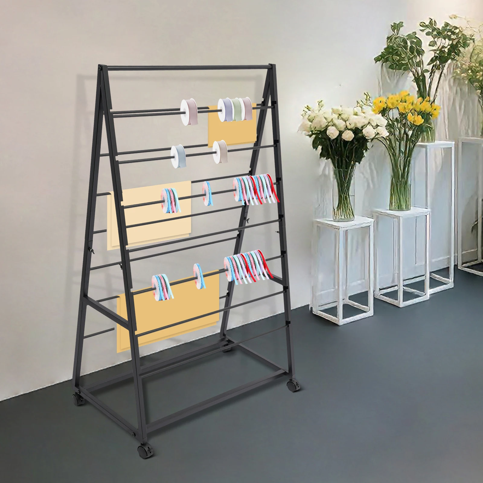 

Ribbon Display Organizer with Wheels Ribbon Holder Organizer Rack Ribbon Storage Organizer Display Rack