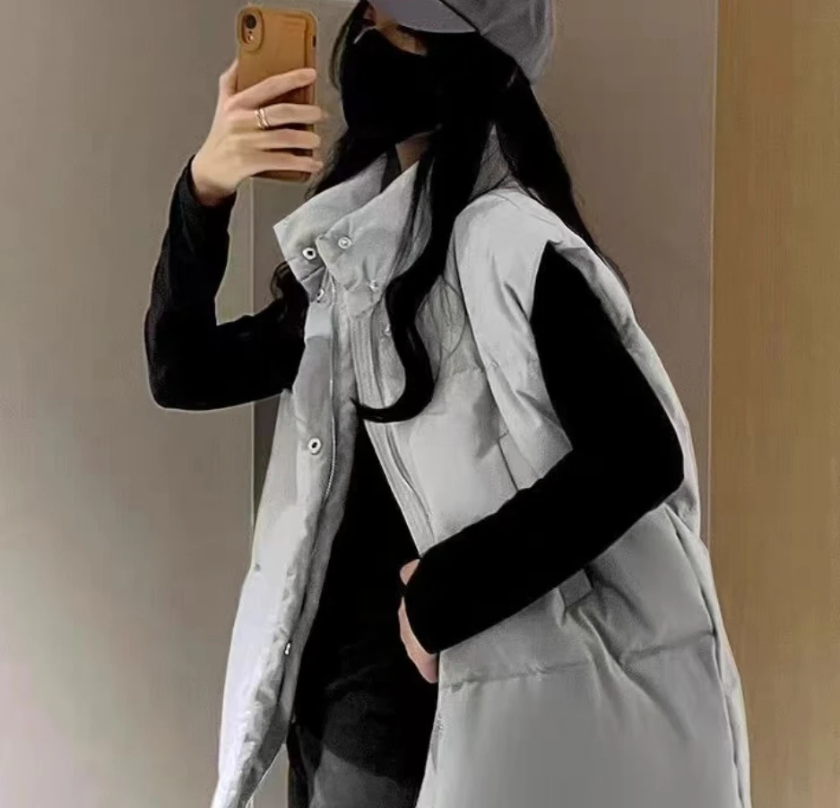 

2025 New Korean Winter Jackets Fashion Padded Vests Sleeveless Women's Vest Warm Coat Oversize Outwear Puffer Loose Outwear