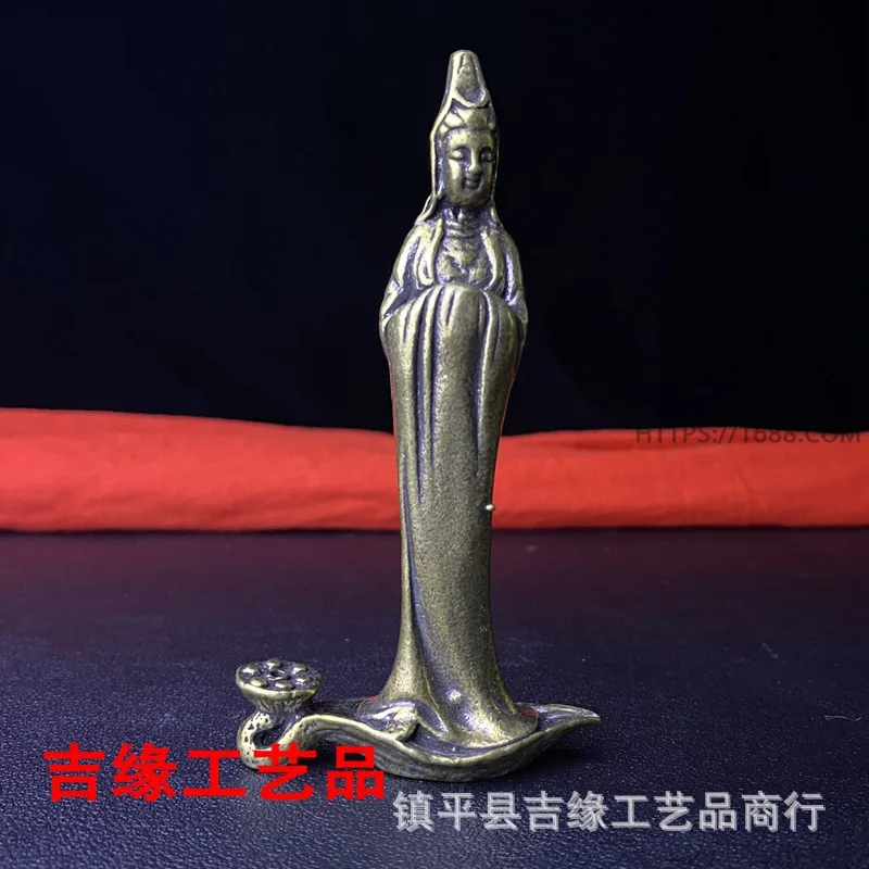 Antique Copper Buddha Statue III Guanyin Statue Ornaments Small Size Home Desktop Crafts Decoration Pocket-Inch Buddha