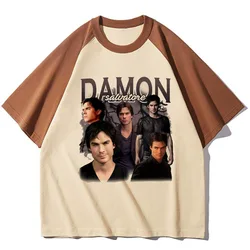 Damon Salvatore top tees girl Grunge aesthetic Vintage Psychedelic anime top tees harajuku hip hop Psychedelic 2000s University