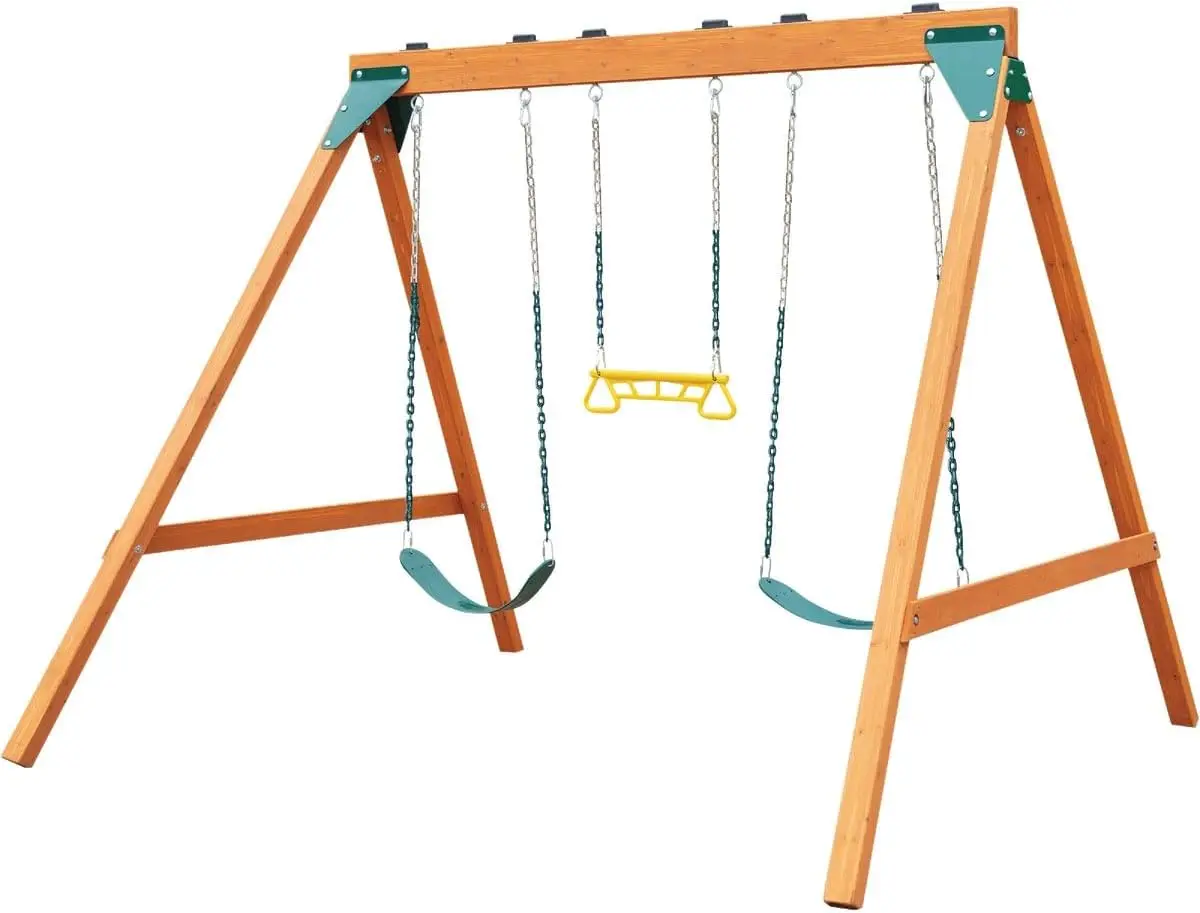 

Swing-N-Slide PB 8360 Ranger Wooden Swing Set with Swings, Brown Exclusive