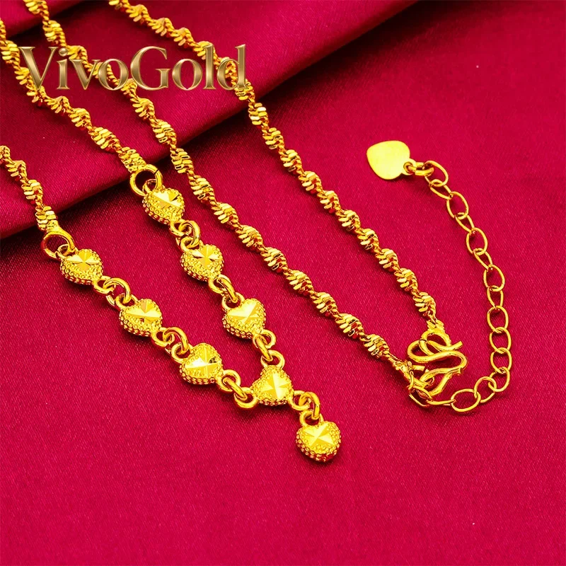 

Золотое колье VivoGold 24K с эффектом водной ряби, AU999, полностью из золота, нежное и элегантное