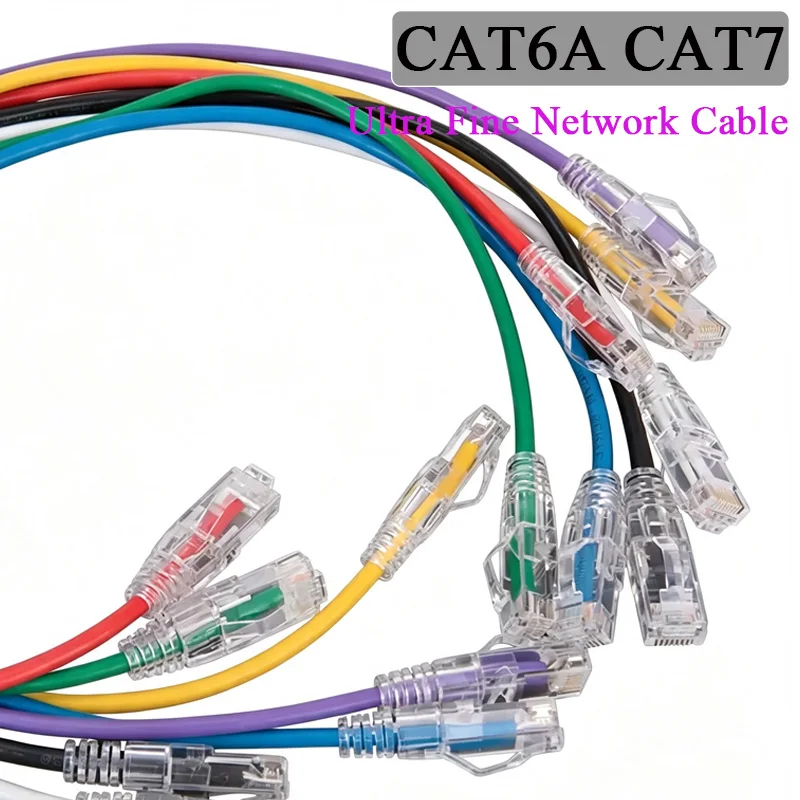 CAT7 Gigabit Ultra Fine High Speed Network Wire Jumper RJ45 CAT6A 8Pin Ethernet Broadband Connection Line Computer Network Cable
