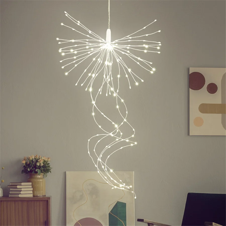 Remote 8 Modi Led Starburst Vuurwerk Licht Batterij Aangedreven Waterdichte Slinger Fee String Licht Voor Tuin Kerst Decor